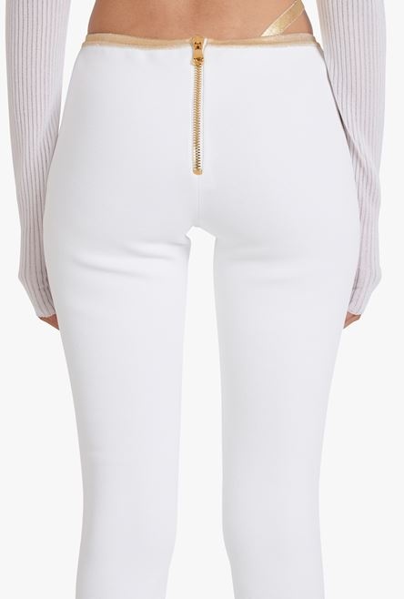 White eco-designed knit bootcut pants - 8