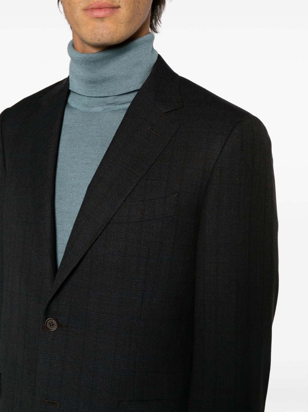 checked single-breasted wool suit - 5