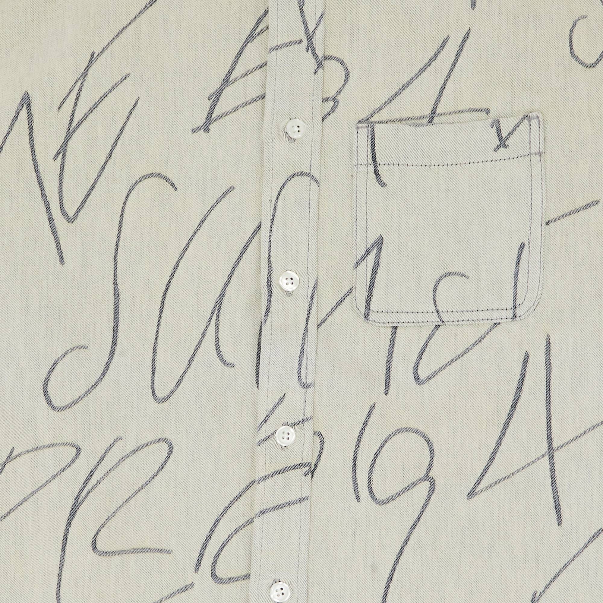 Supreme Handwriting Jacquard Denim Shirt 'Dirty' - 3