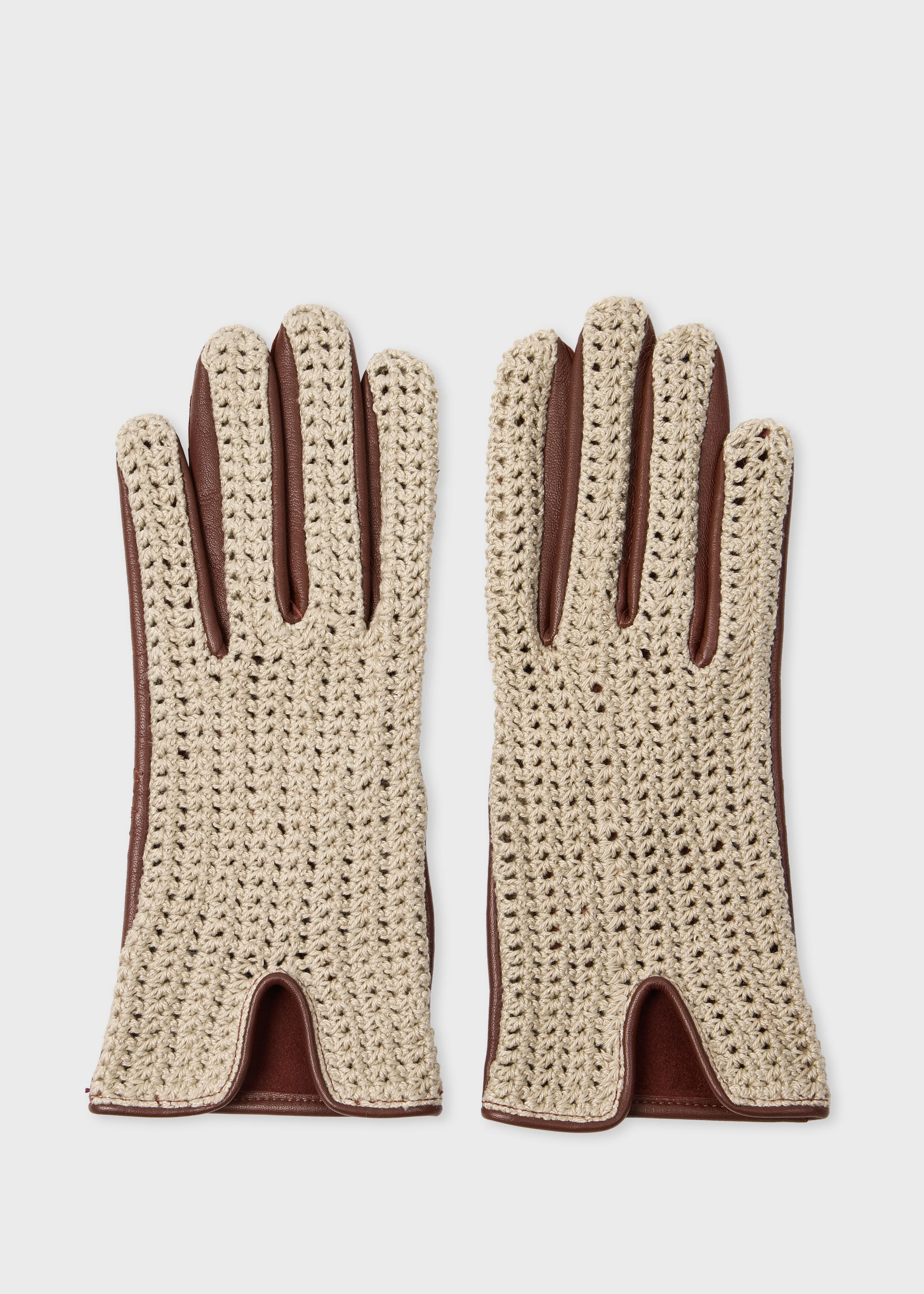 Women's Leather Crochet Gloves - 1