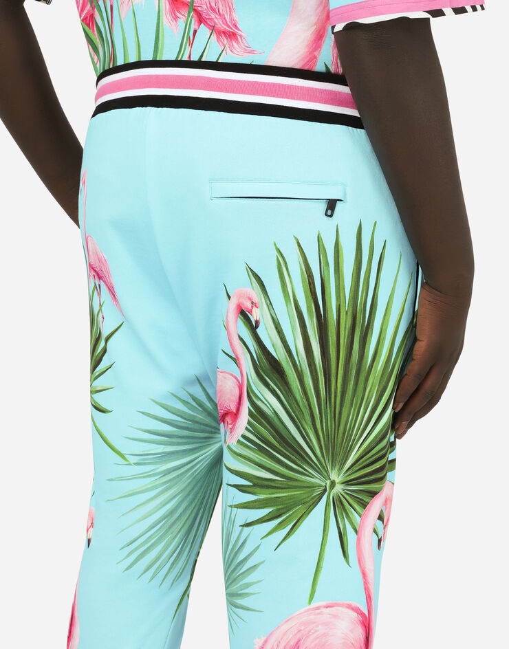 Jersey jogging pants with flamingo print - 4