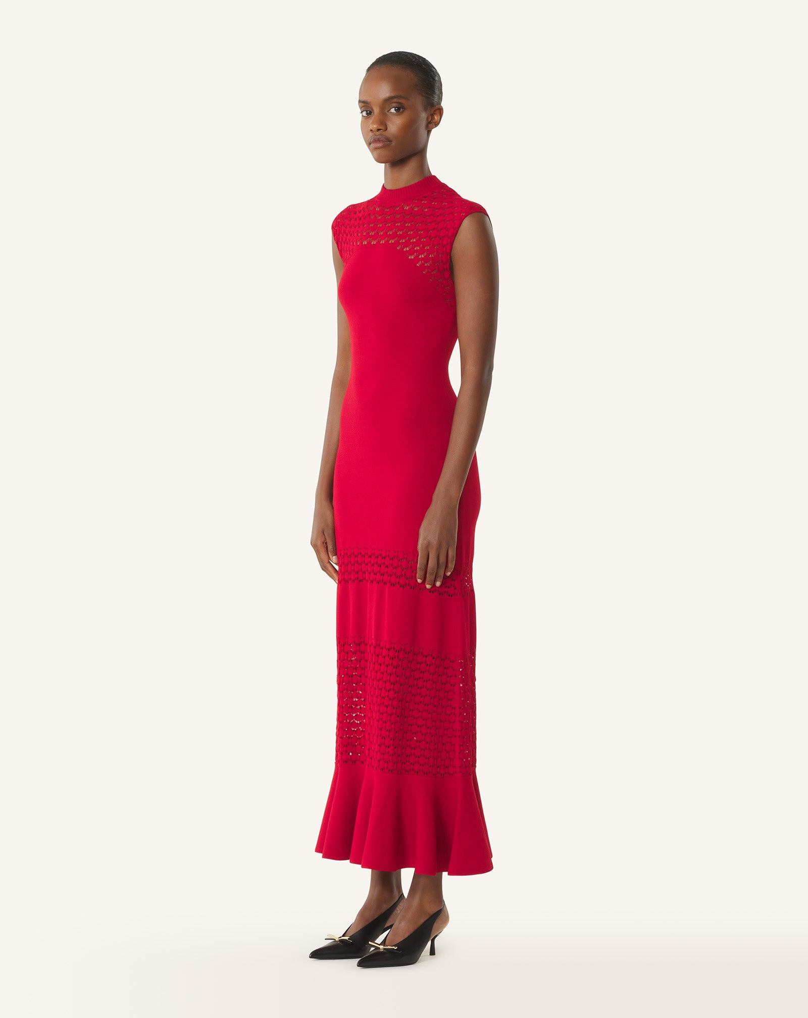 LACE DETAIL VISCOSE DRESS - 3