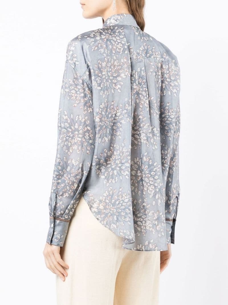 broderie anglaise-print silk blouse - 4