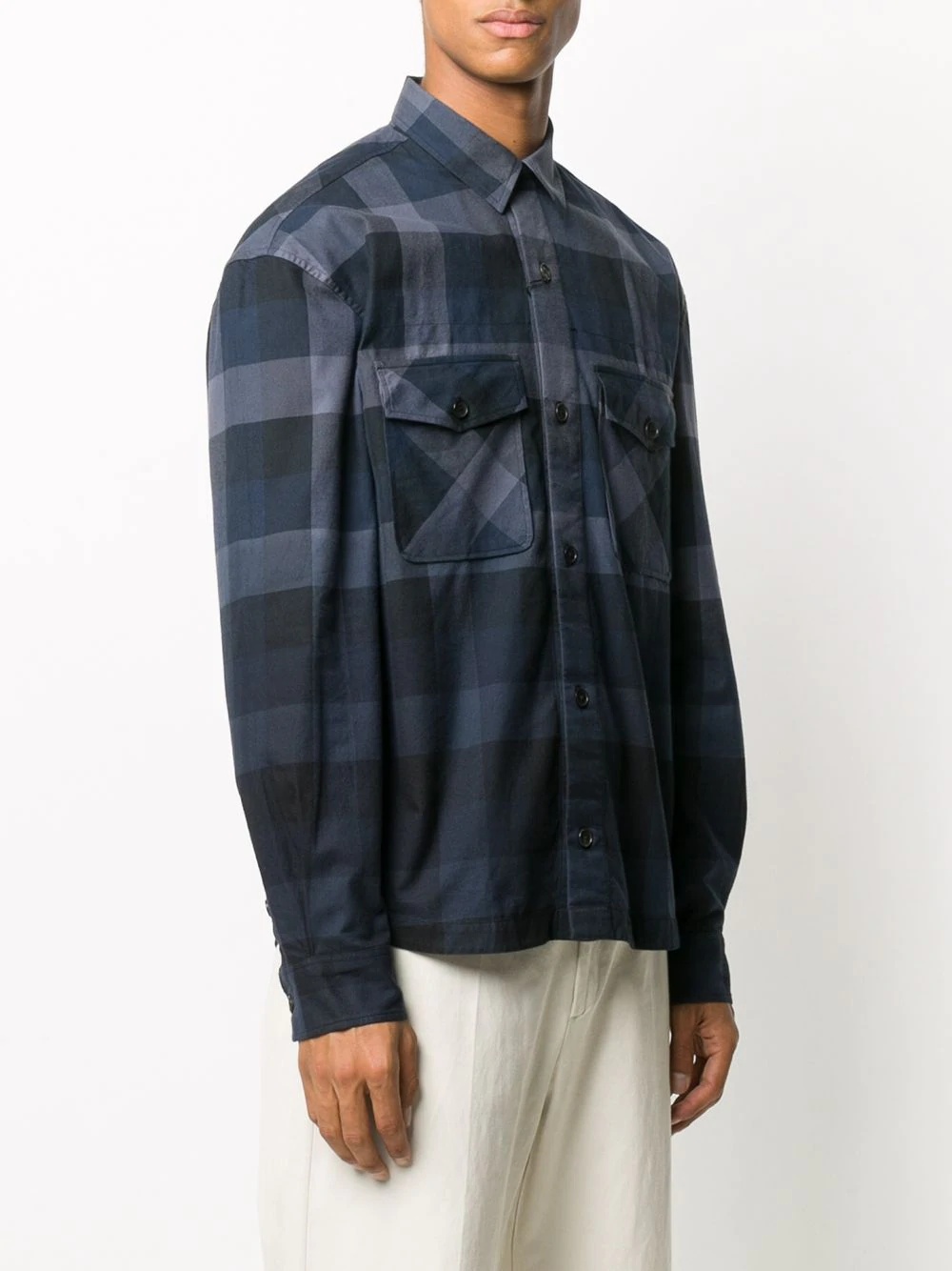 gradient-check long-sleeve shirt - 3