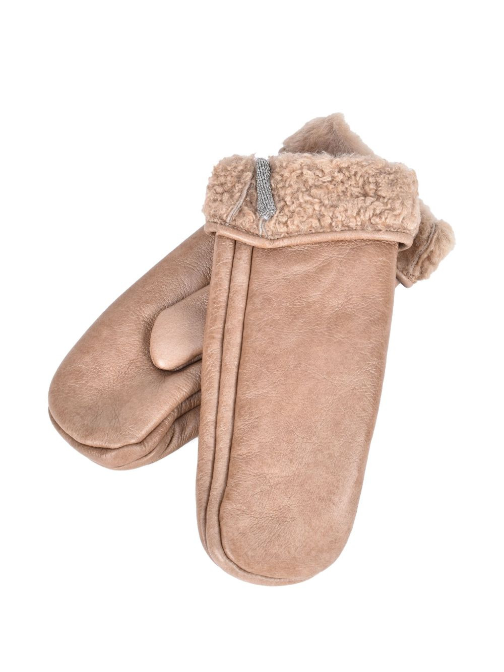 leather fur-trimmed gloves - 1