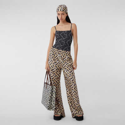 Burberry Monogram Print Silk Twill Wide-leg Trousers outlook