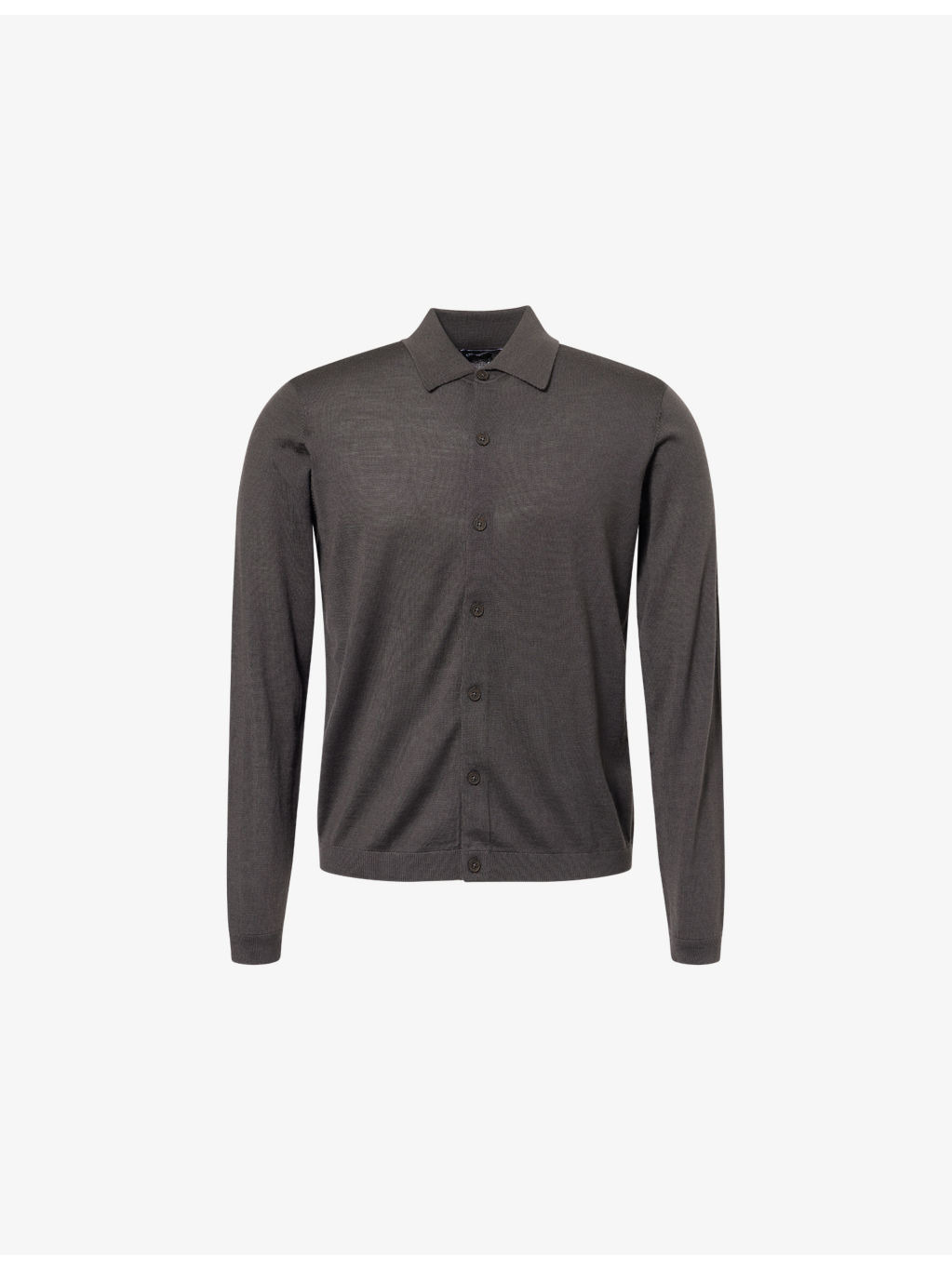 Polo Collar Fine-Knit Virgin-Wool Cardigan - 1