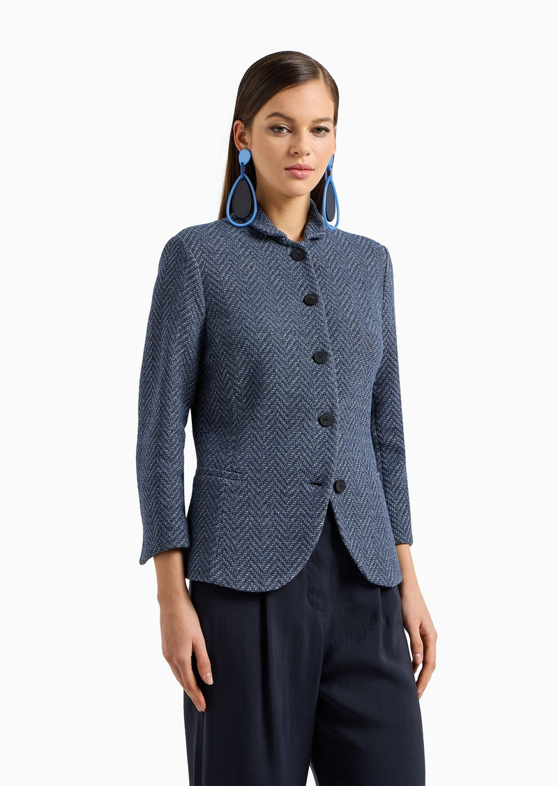 EMPORIO ARMANI Single-breasted jacket in chevron jacquard outlook