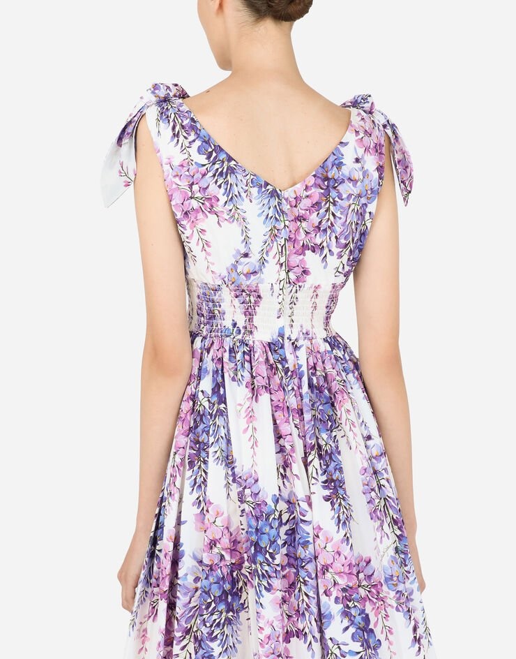 Wisteria-print poplin midi dress - 5