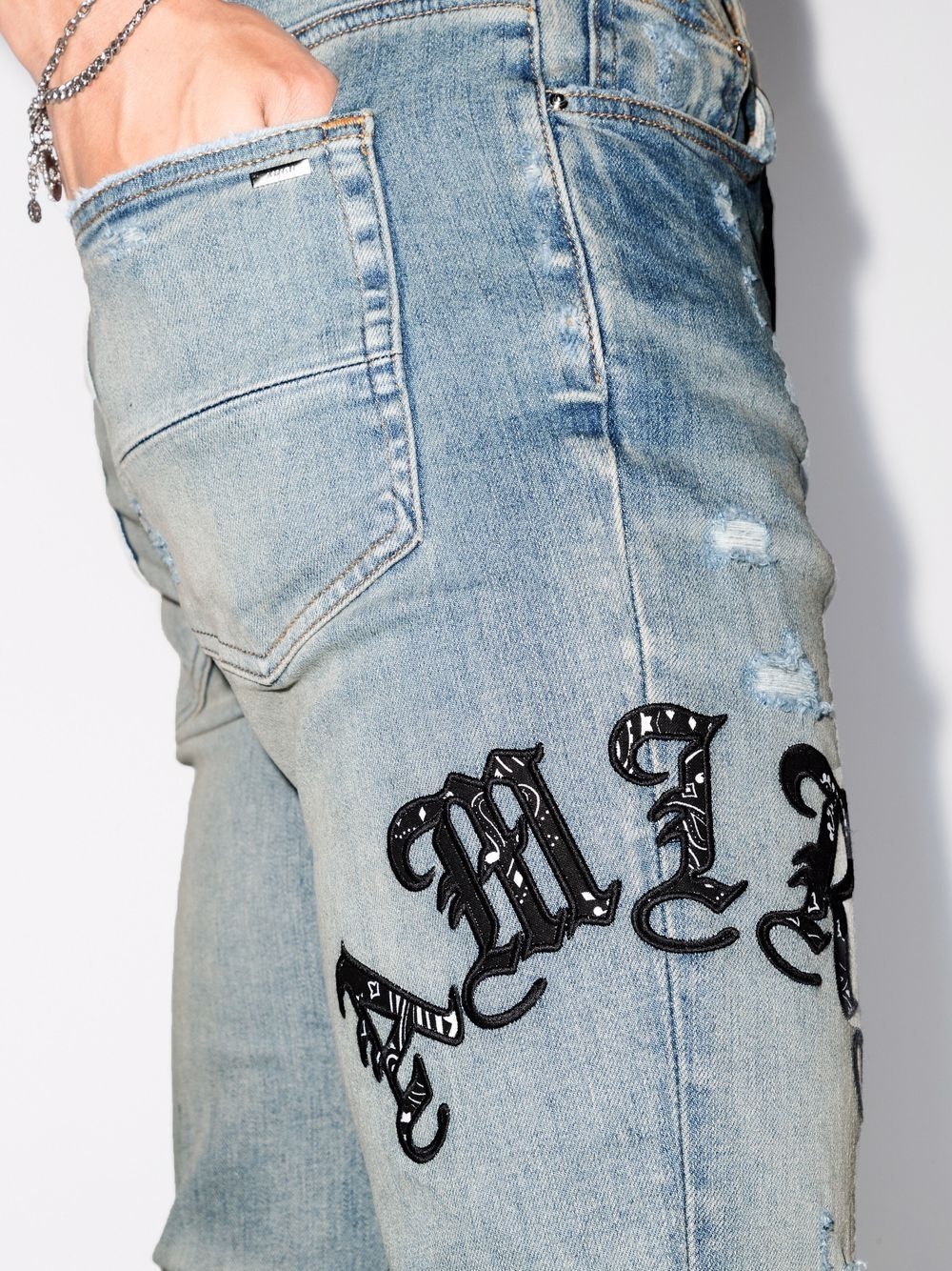 Old English logo skinny jeans - 4