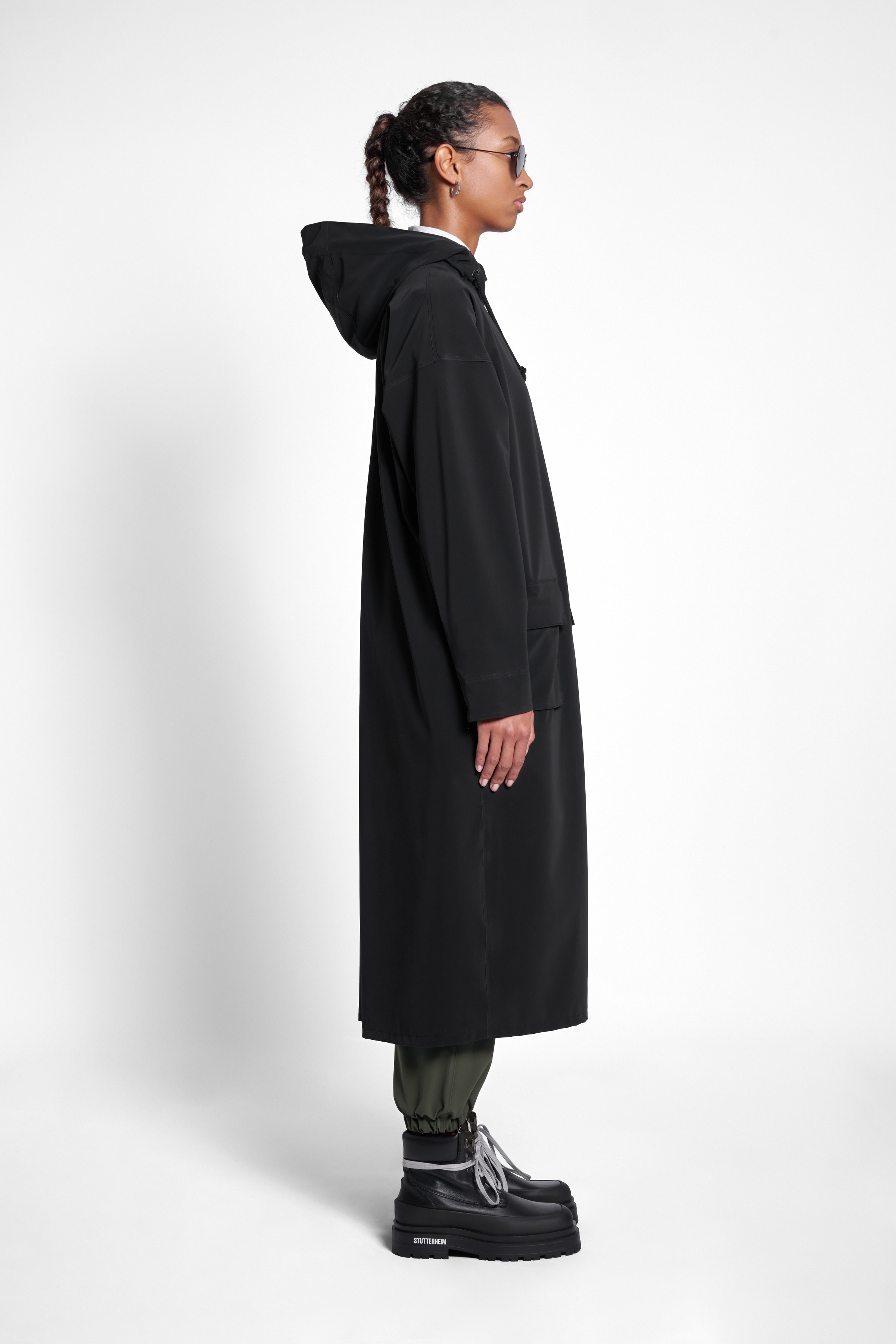 Sandviken Long Matte Zip Raincoat Black - 3