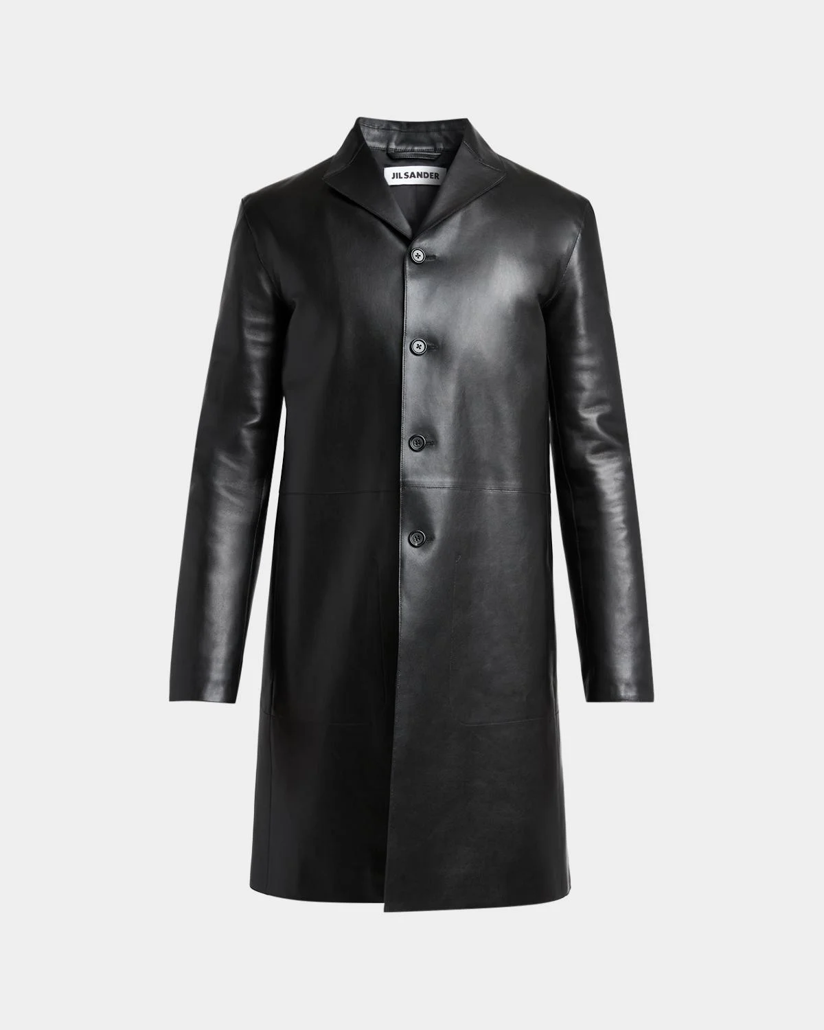 Men's Leather Single-Breasted Long Sport Coat - 1