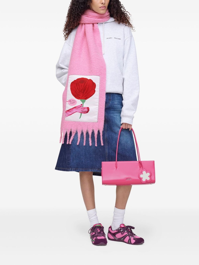 Oh Rose print fringed scarf 3