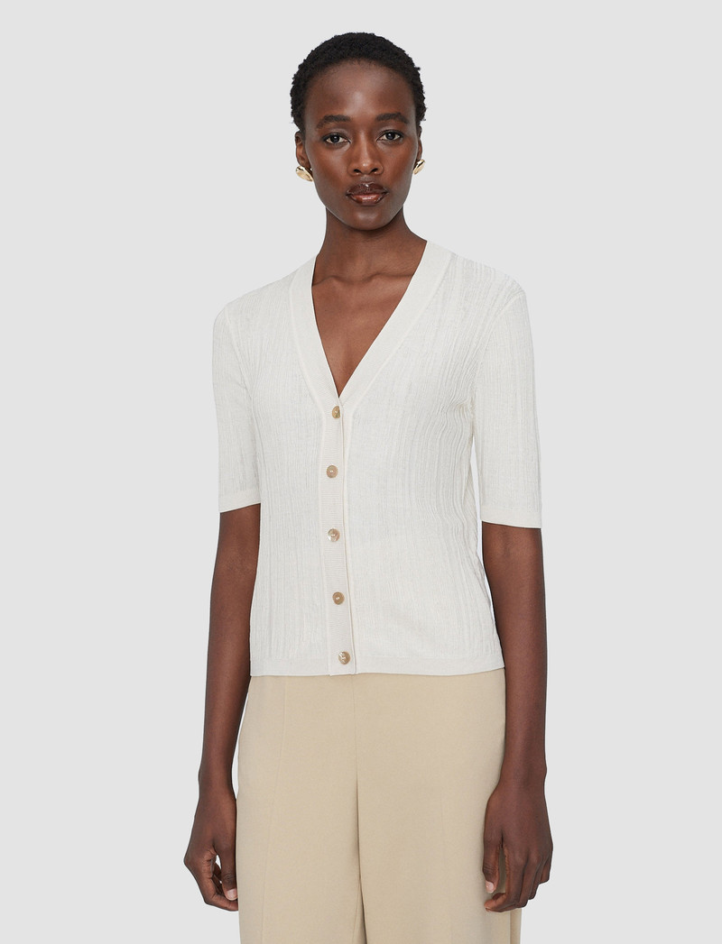 JOSEPH Sens Silk Cotton Rib Short Sleeve Cardigan outlook