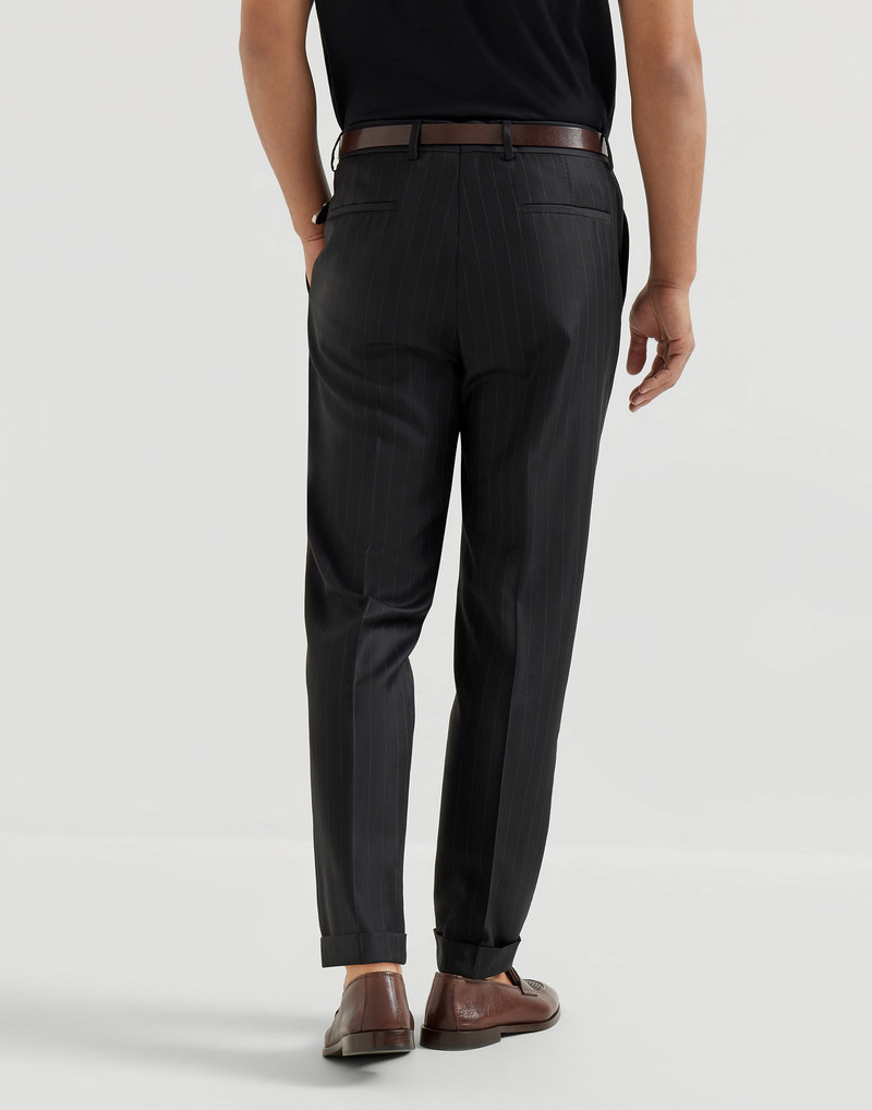 Virgin wool chalk stripe batavia trousers with pleat 3