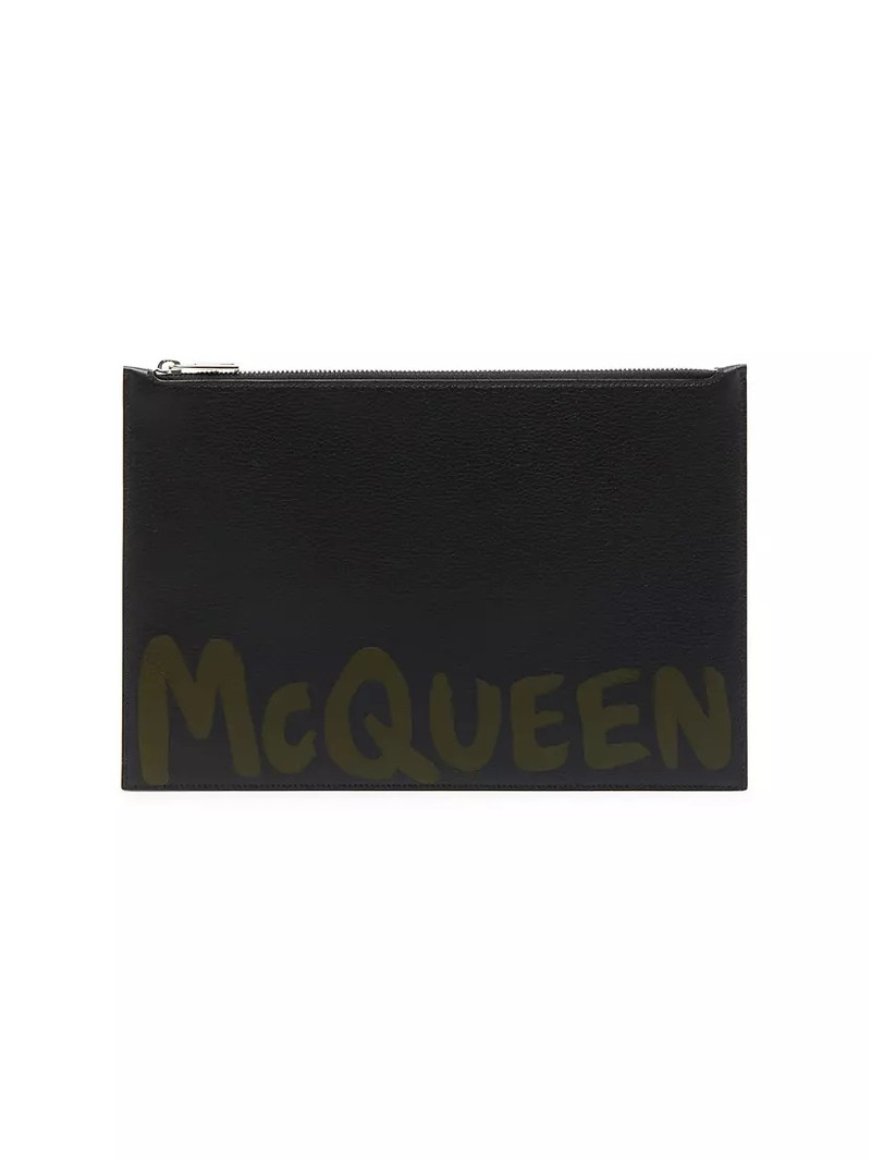 Logo Leather Zip Pouch - 1