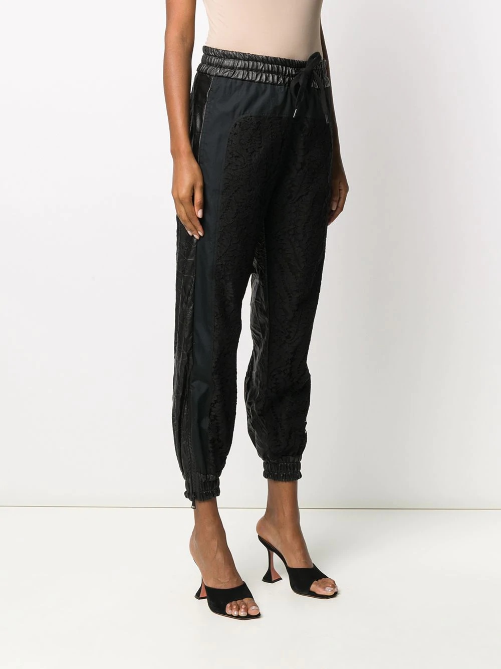 high-waist lace detail trousers - 3