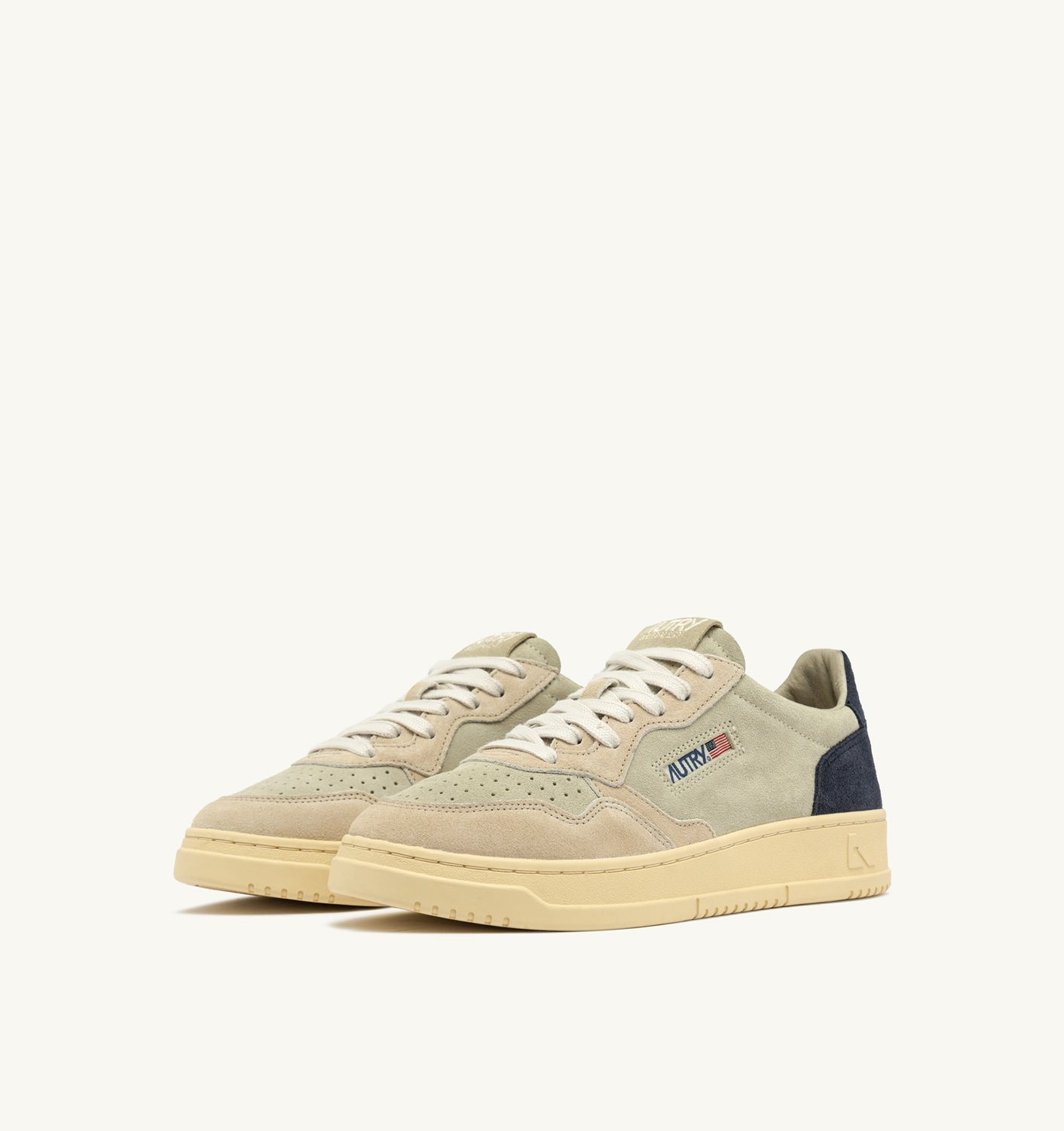 MEDALIST LOW TRICOLOR SNEAKERS IN BEIGE ECRU AND SPACE BLUE SUEDE - 2