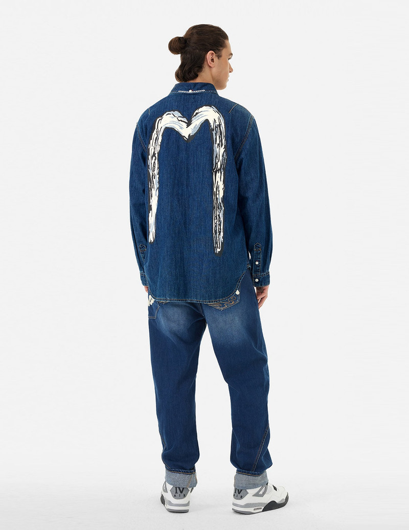 Brush Daicock Print Relax Fit Denim Shirt 3