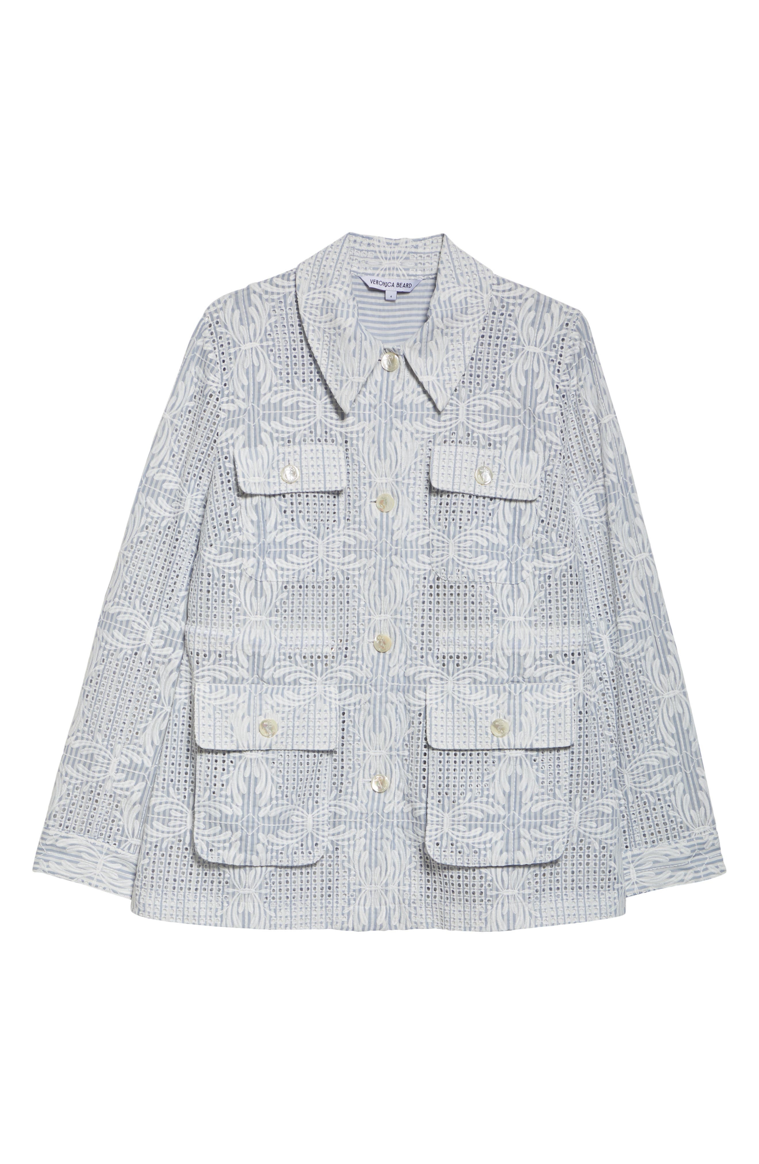 Veronica Beard Kiki Embroidered Eyelet Jacket in Blue White at Nordstrom - 7