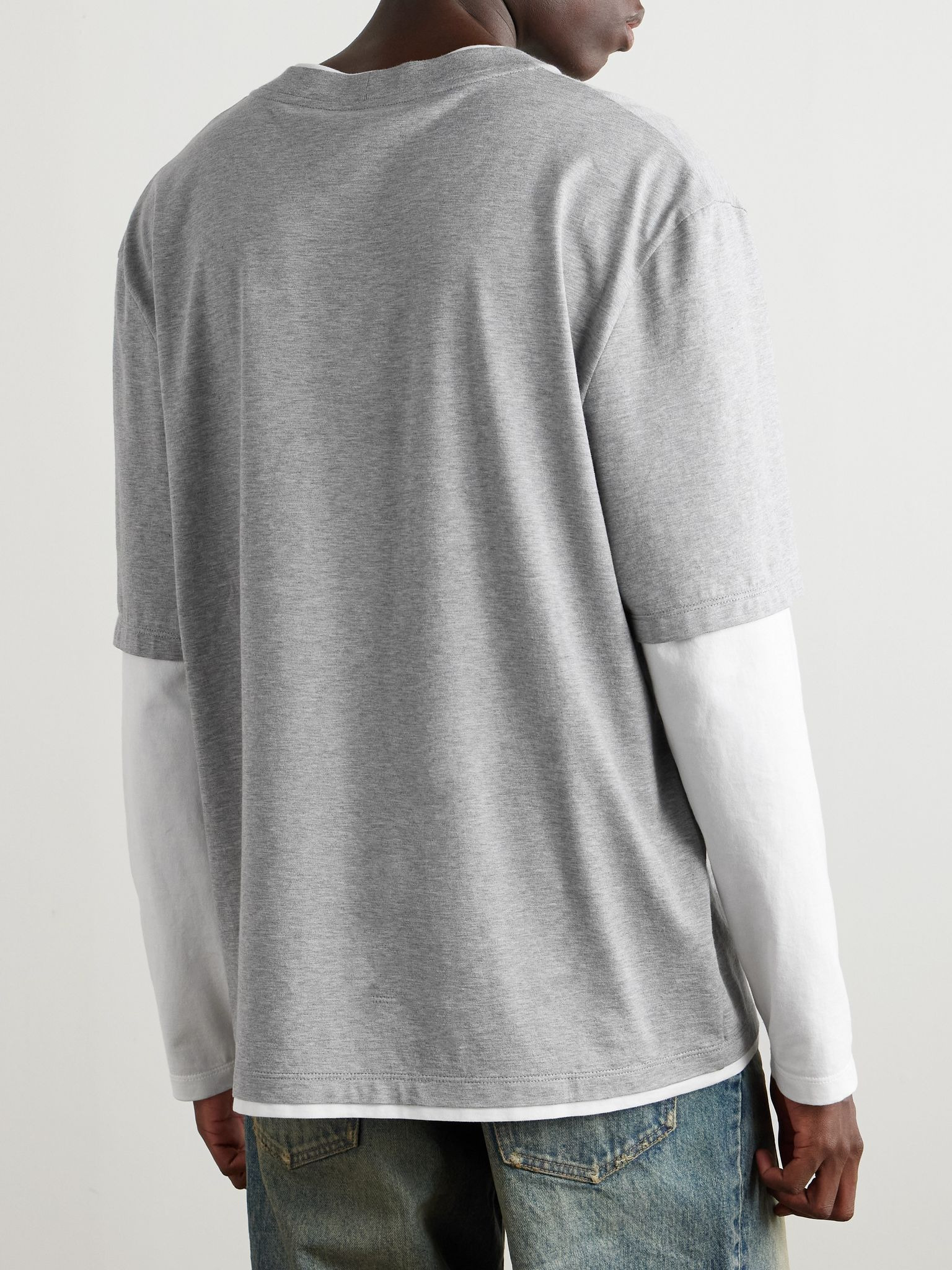 Layered Logo-Print Cotton-Jersey T-Shirt Gray - 3