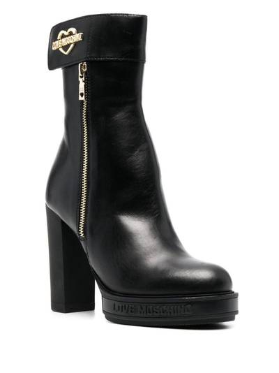 Moschino 110mm logo-plaque leather boots outlook