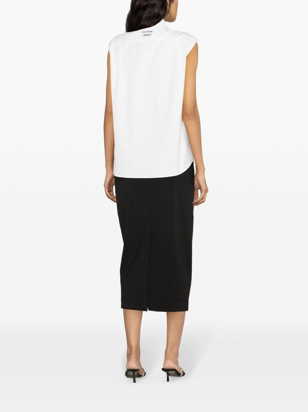 pintuck-detailing sleeveless shirt - 4