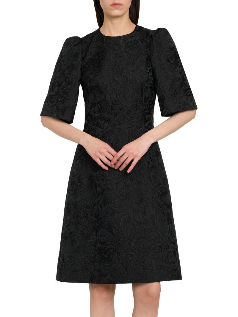 Women's Brocade Leopard-Lined Midi-Dress - Nero 3
