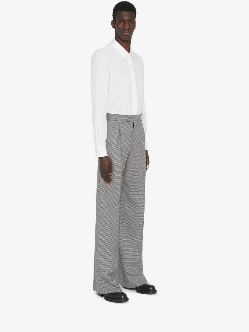Men's Wide Leg Houndstooth Trousers in Black/white - 3