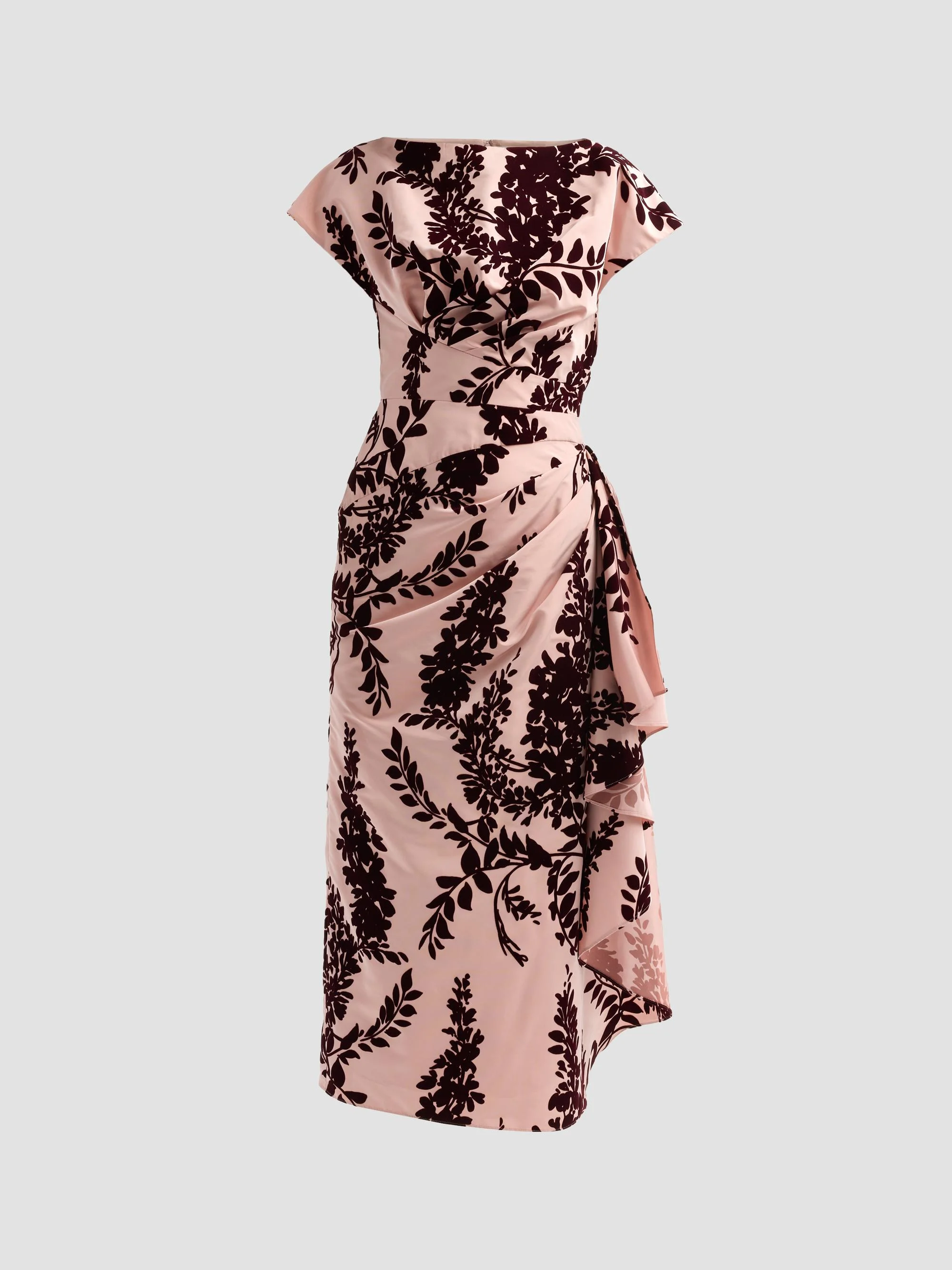Women's Florence Flocked Taffeta Cocktail Dress - Dusty Rose Oxblood - 1