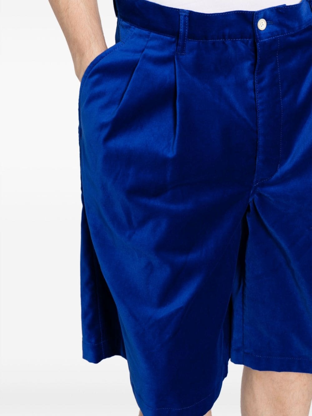 pleat-detail cotton bermuda shorts - 5