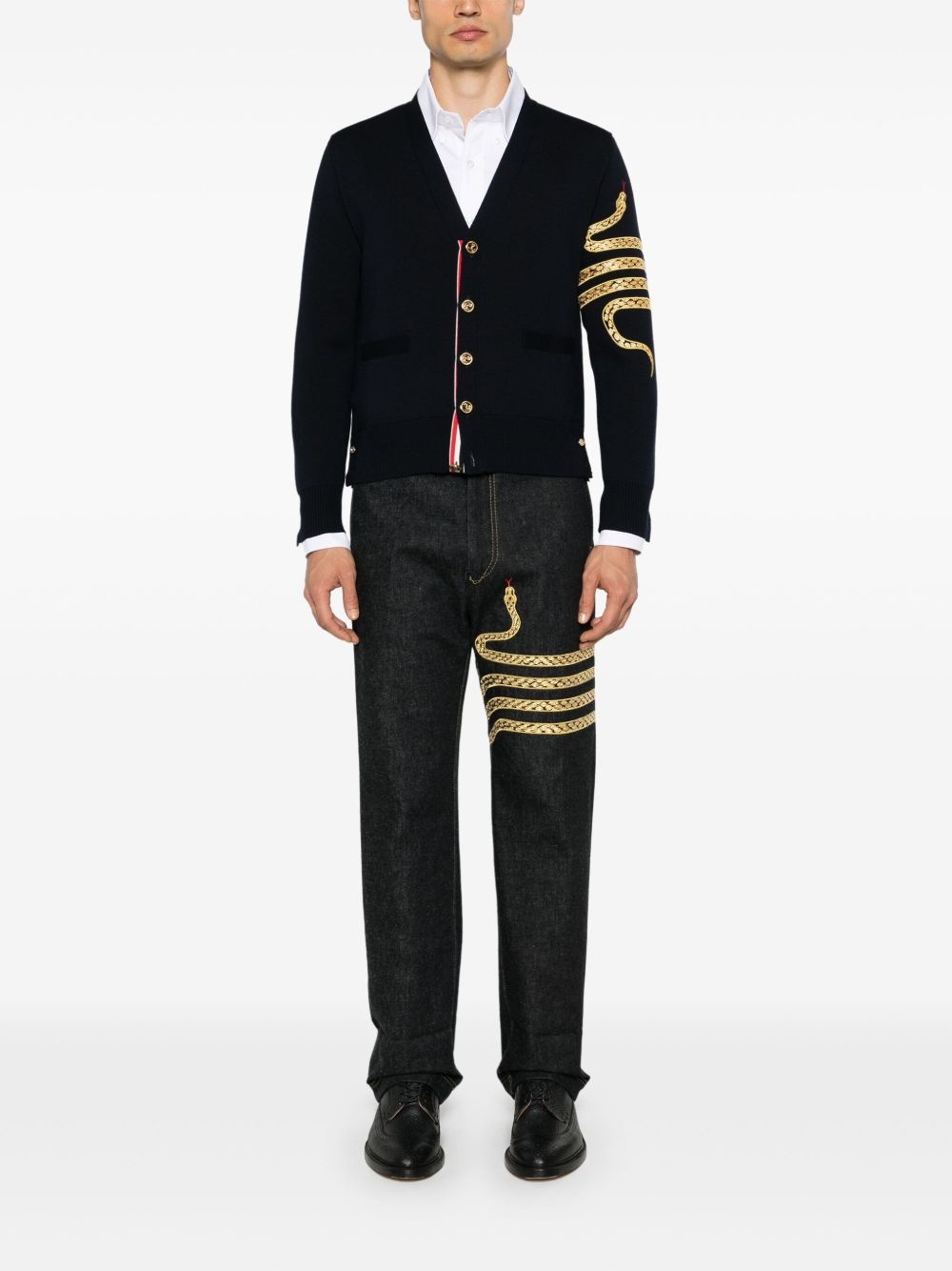 embroidered-snake cotton shirt - 2