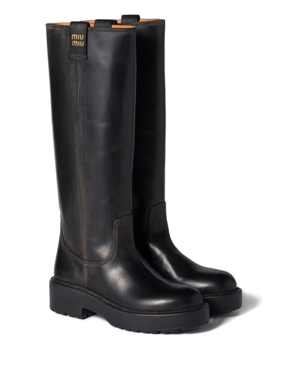 logo-detail leather boots - 2