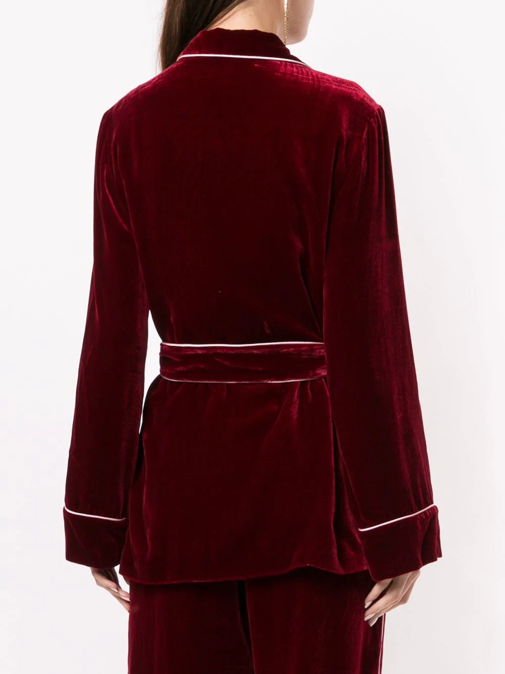 belted velvet blouse - 4