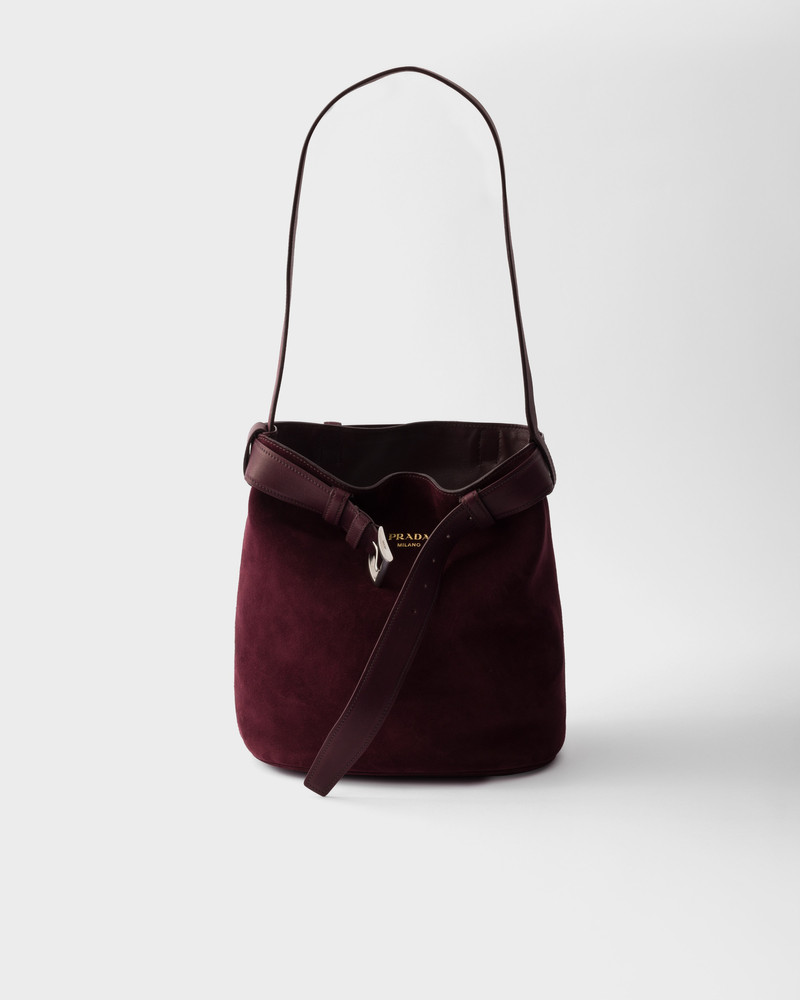 Prada Buckle belted suede bucket bag 1