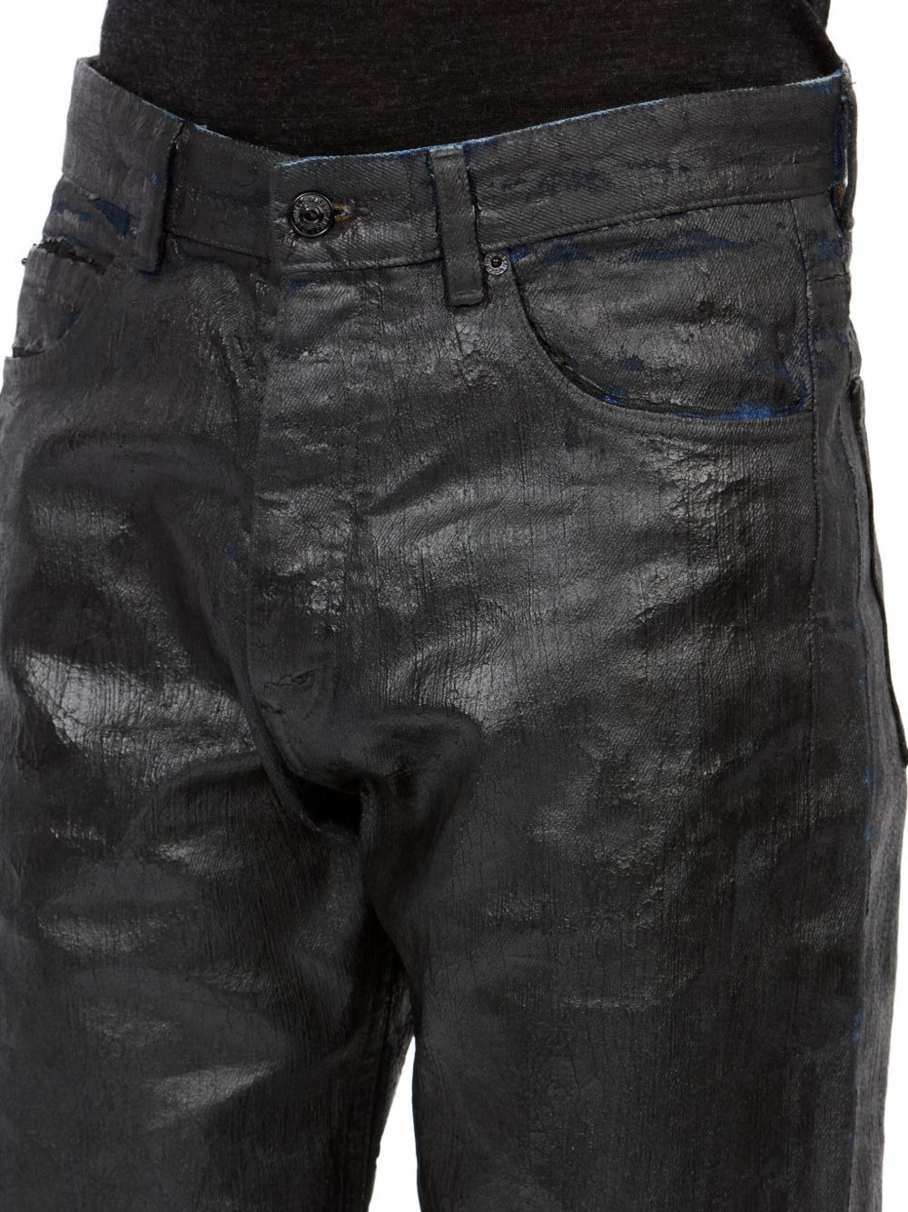 waxed-effect jeans - 7