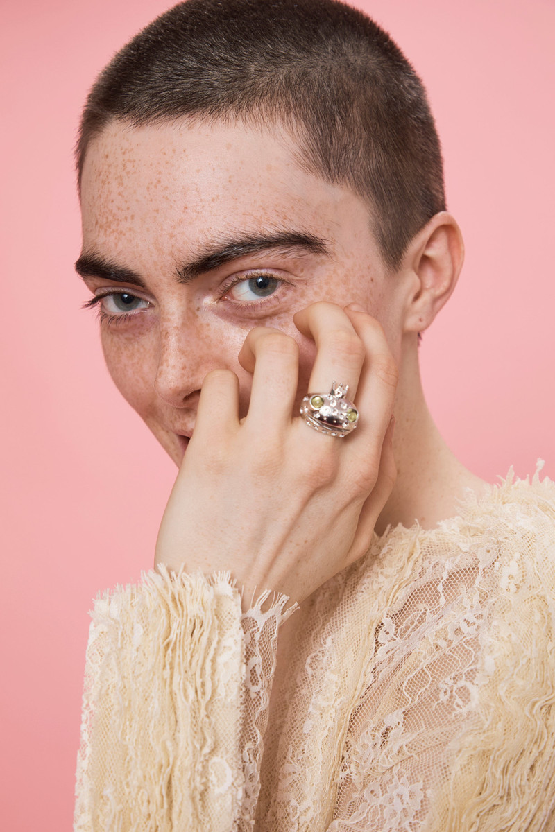 SILVER LIME FRECKLES FROG PRINCE RING 3