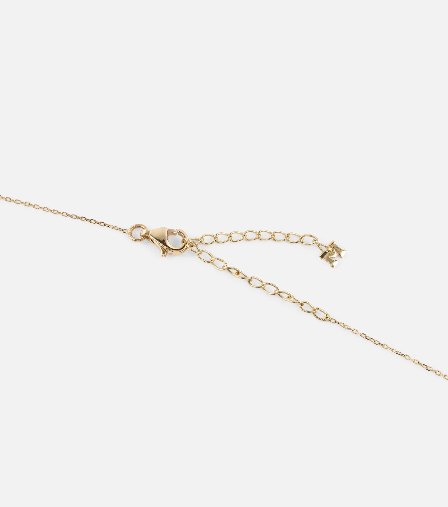 14kt gold dot necklace with malachite and diamond - 4