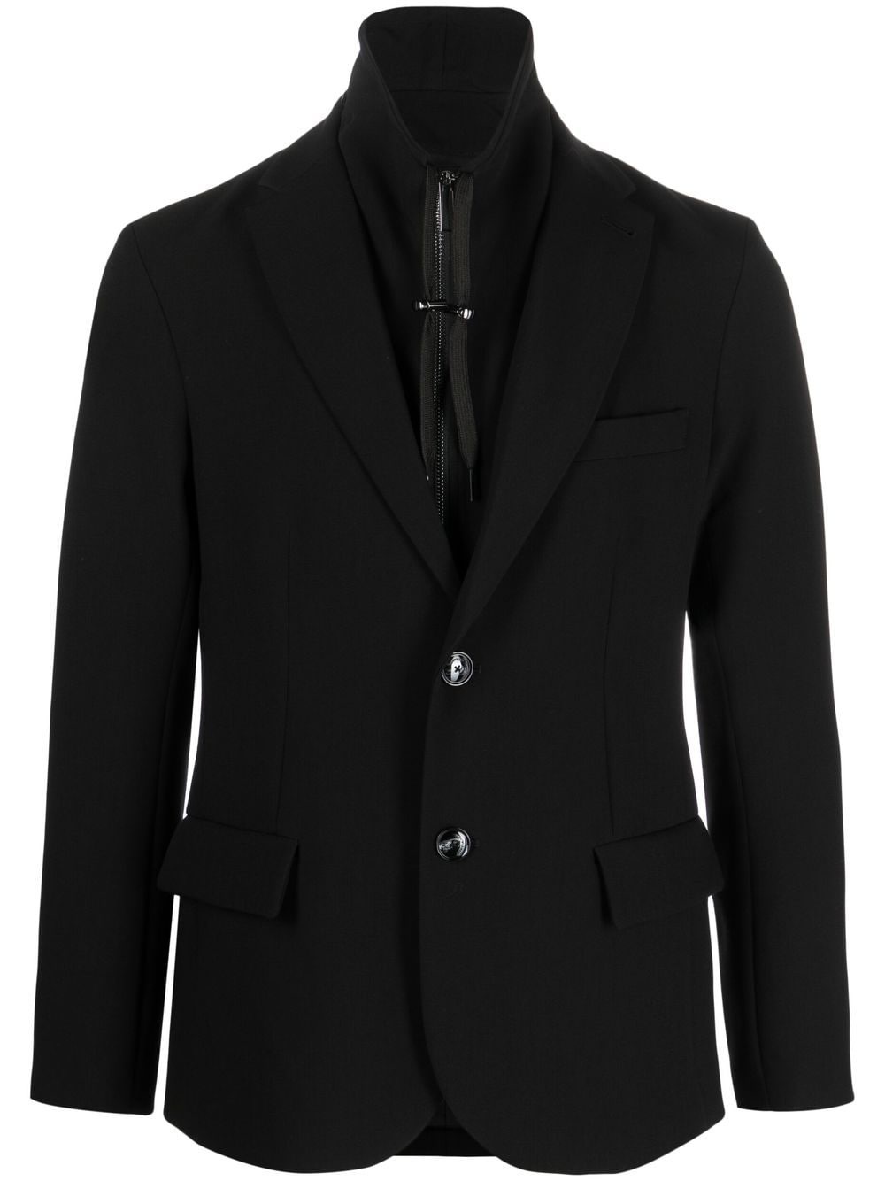 layered single-breasted blazer - 1