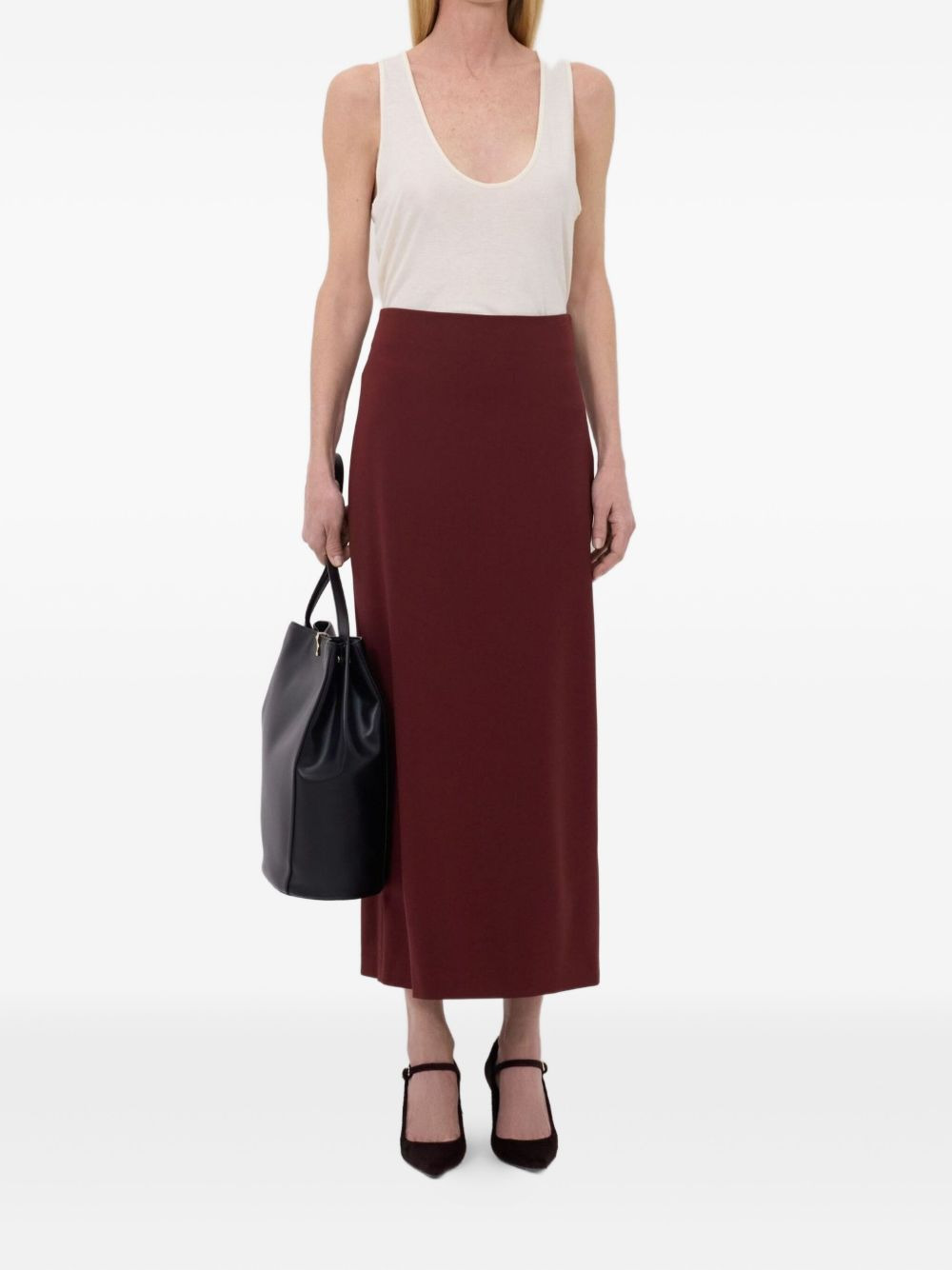 back-vent long straight skirt - 2