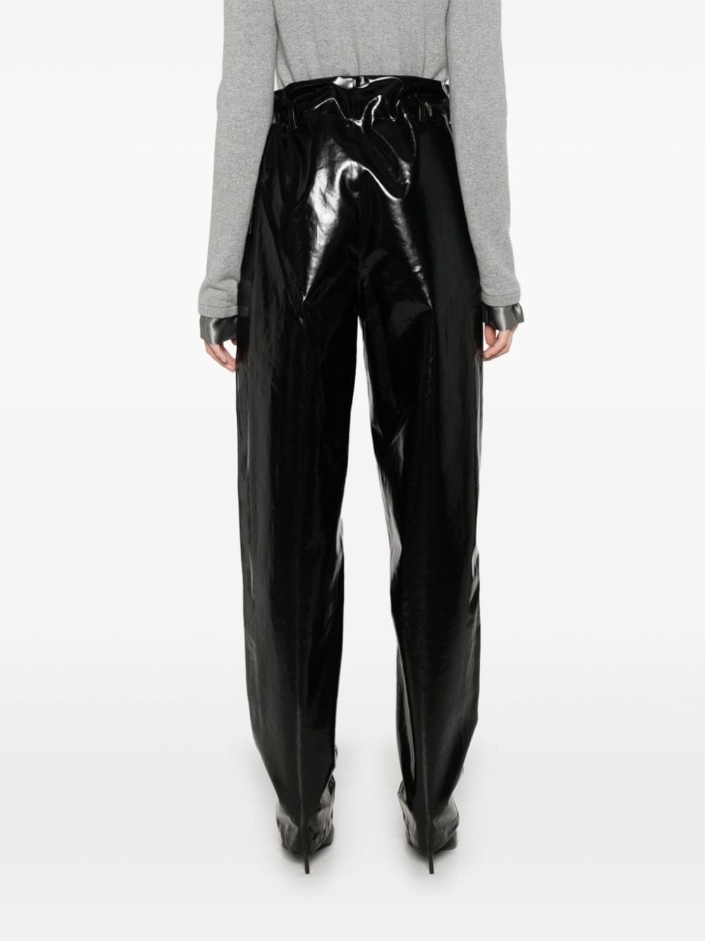 paperbag-waist coated trousers - 4