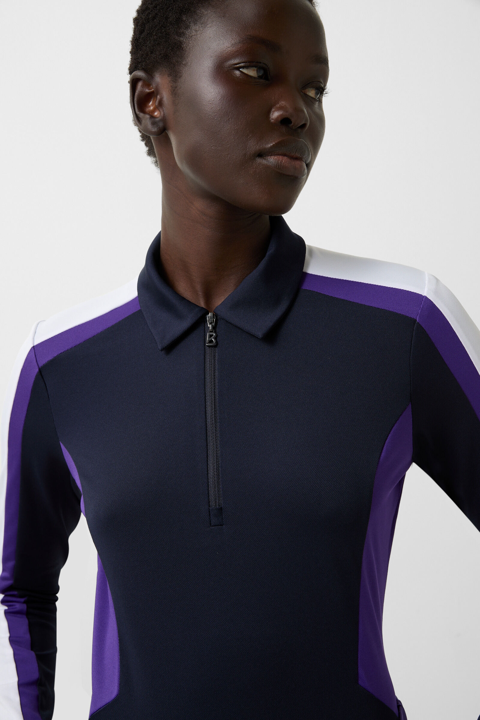 Greta functional long-sleeved top in Navy blue/purple - 5