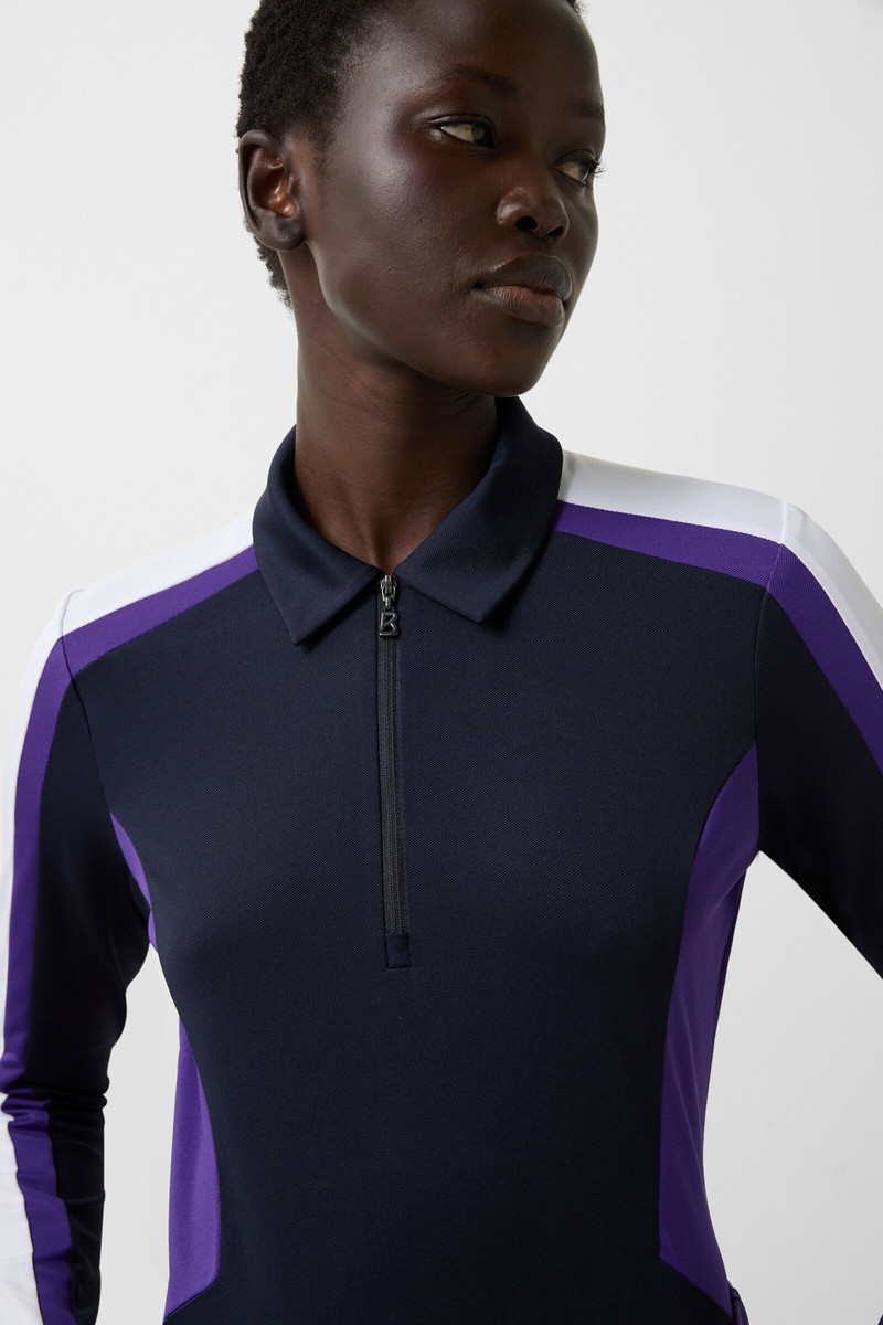 Greta functional long-sleeved top in Navy blue/purple 5