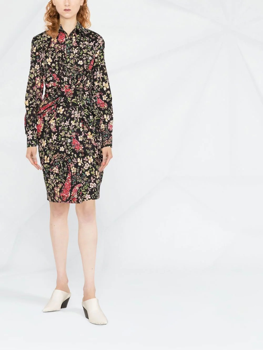 floral-print shirtdress - 2