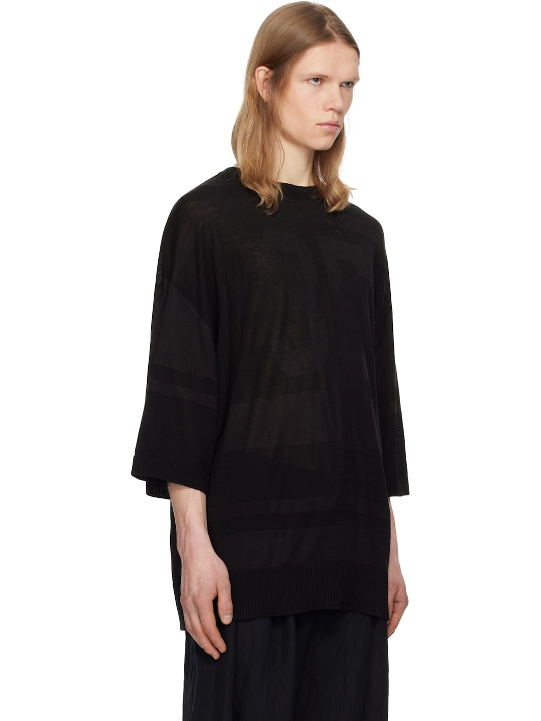 Juun. J Black Stripe Rugby T-shirt - 2