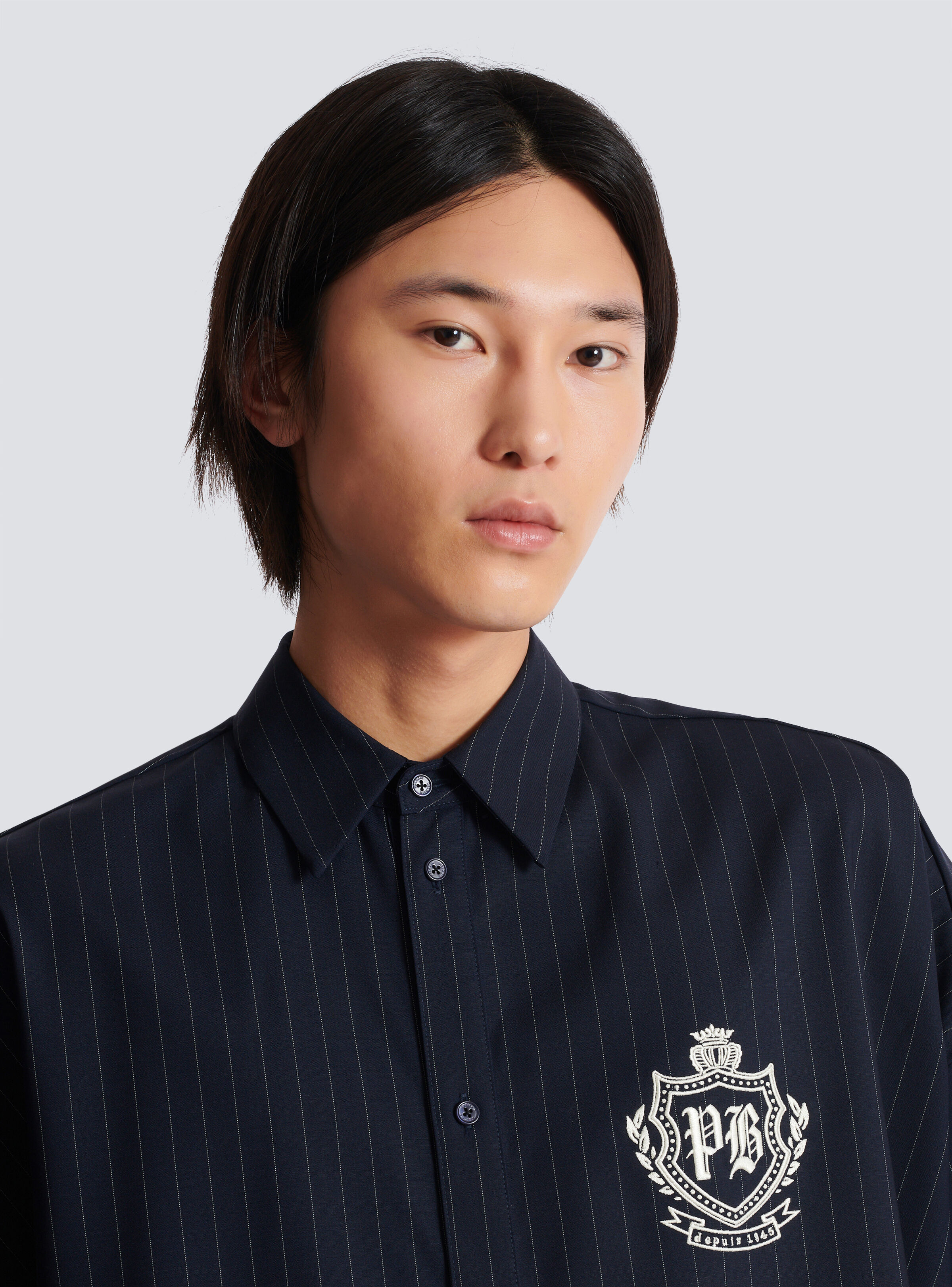 Striped wool College Emblem shirt - 8