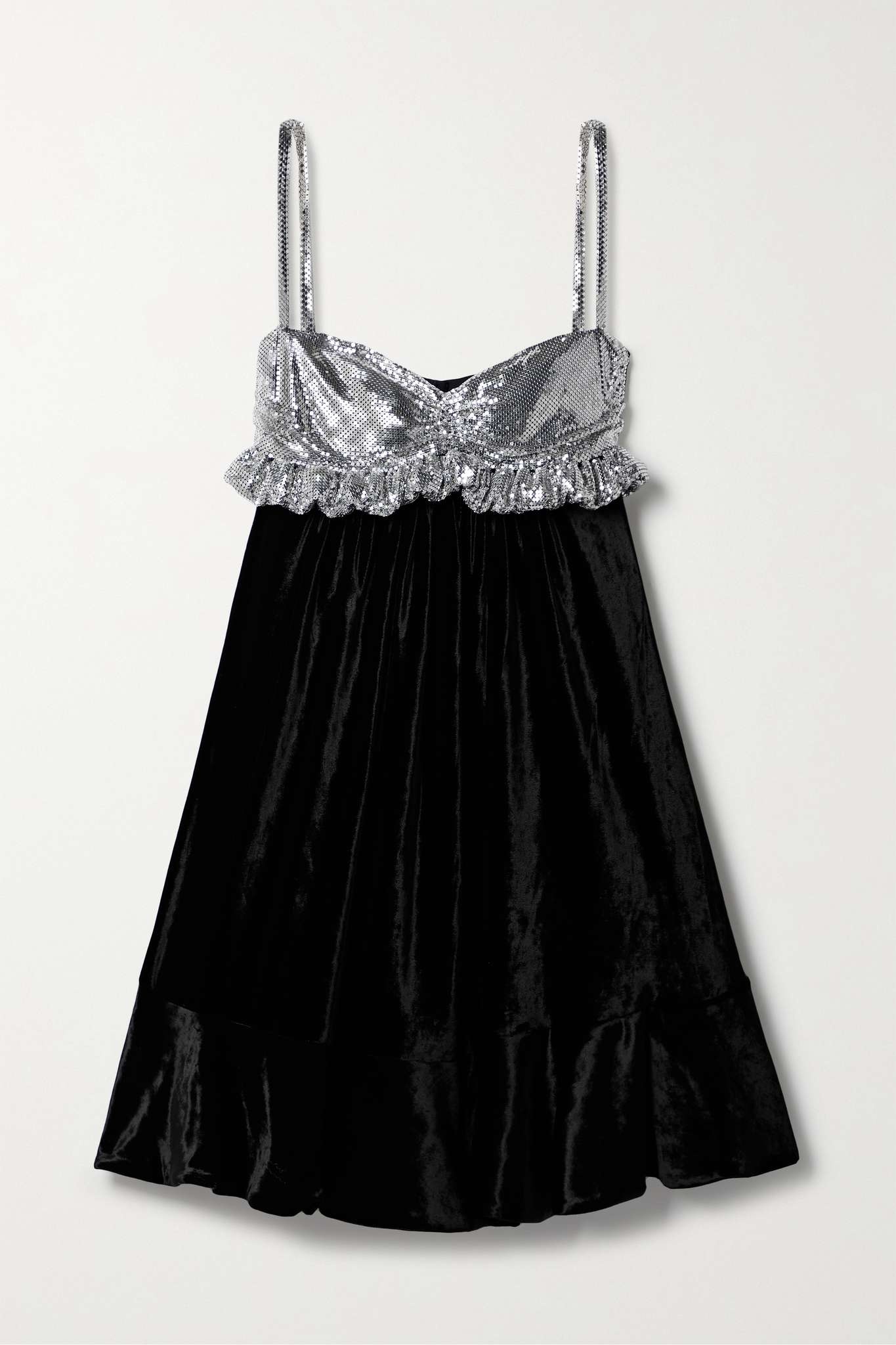 Paco Rabanne two-tone velvet minidress - Black