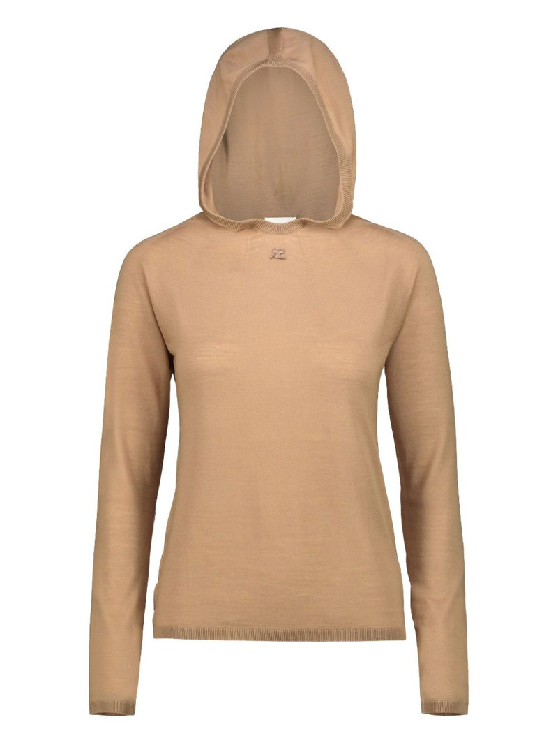 logo-embroidered wool hoodie 1