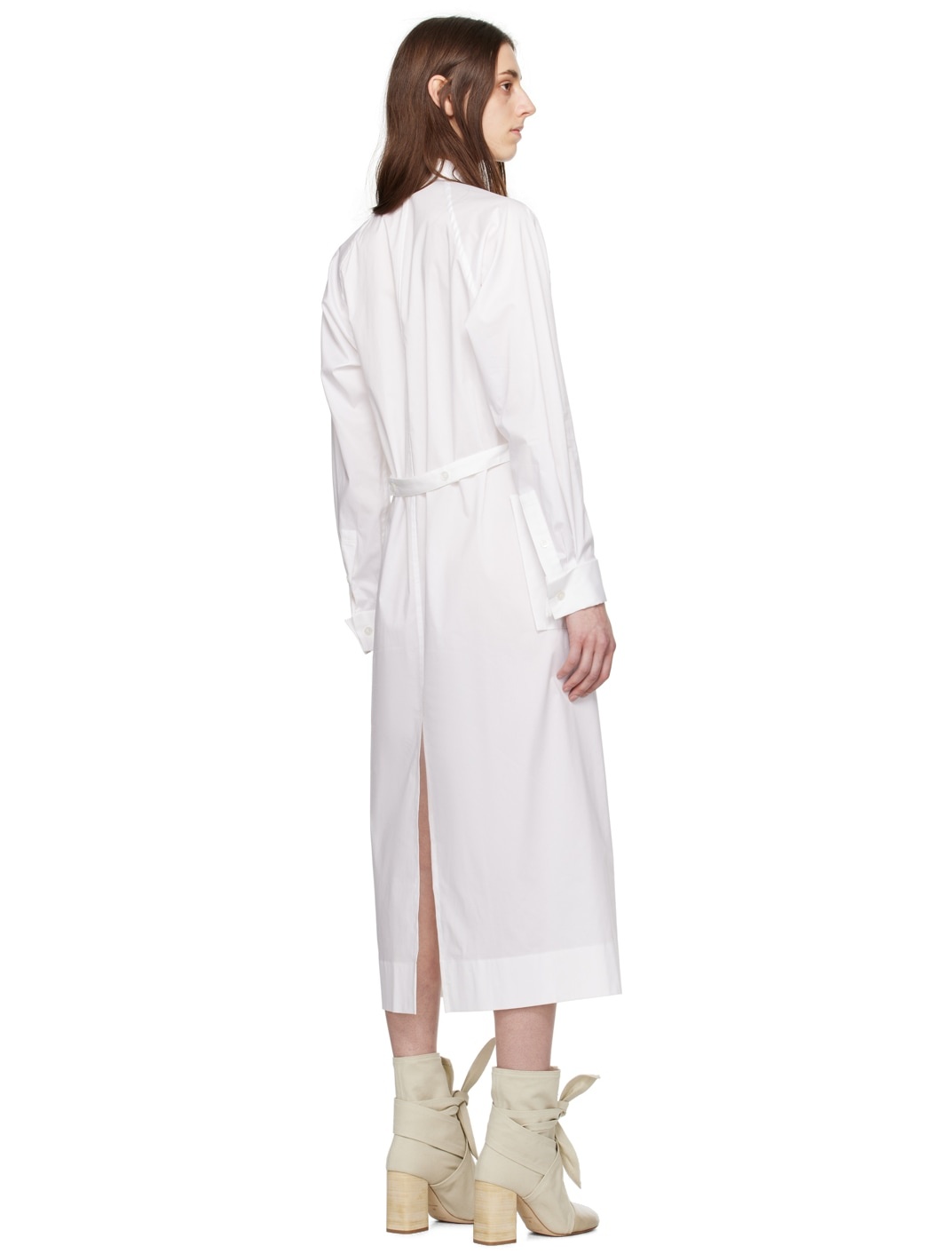 White Fastened Midi Dress - 3