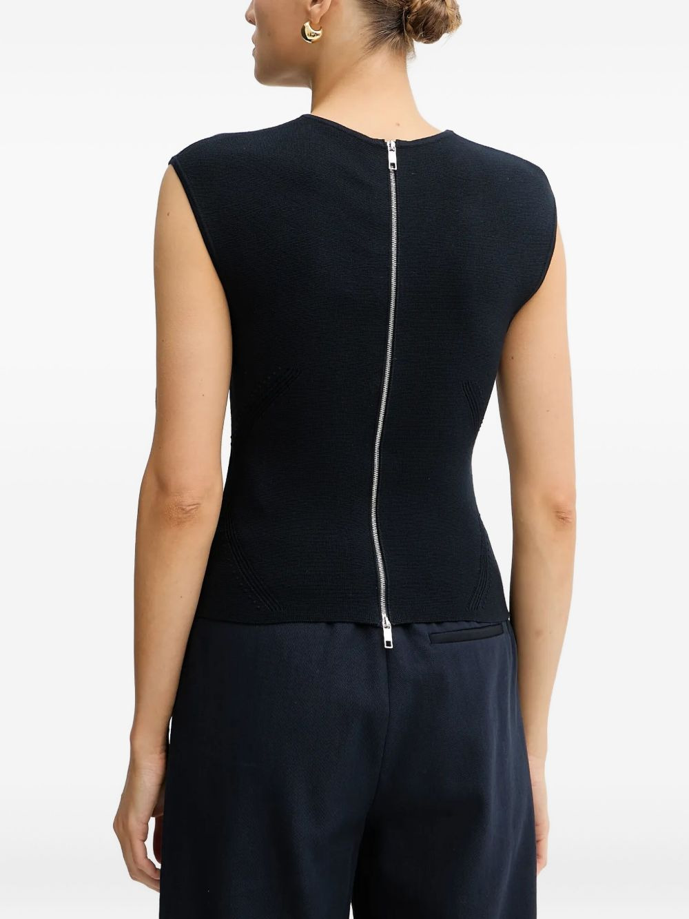 zip-fastening sleeveless blouse - 3